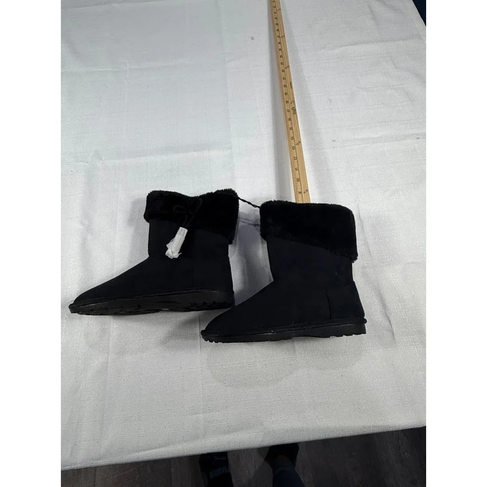 Arizona Jean Co. Black Faux Fur Winter Snow‎ Boots Girls Size